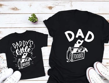 Tati & Tati Micul Helper tricouri tatăl Copilului Potrivire Mecanic T-shirt Tatăl și Fiul potrivire topuri cadou pentru Tatăl și Fiul