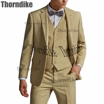 Thorndike Personalizat 3 Bucată Costume De Moda Pentru Bărbați Costum Casual Nunta Mirele Smoching Mai Bune Barbati Sacouri Set( Sacou+Pantaloni+Vesta)
