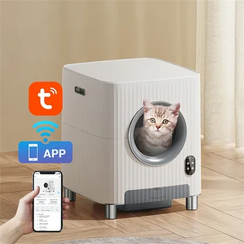 Tuya app mobil de control de la distanță inteligent automat cutie de gunoi produse pentru animale de companie de curățare plastic pisica inteligent toaletă cutie