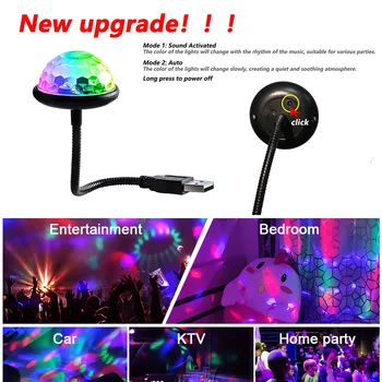 USB Mini Disco Ball Lumina RGB Dj Iluminat Multi-color Car Atmosfera Decorare Lumina Lumina Lumina Strobe