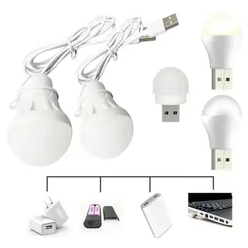 USB Portabil LED Lampă Bec LED 5V 3W Cartea Lumini de Economisire a Energiei Lampă de Urgență în aer liber Camping Lumină Interioară Lumina de Citit Bec