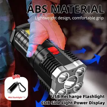 USB de Reincarcare cu Lanterna COB Partea Putere Lumina de Afișare în aer liber Lampă Portabilă Modul 4 rezistent la apa baterie Reîncărcabilă Lanterne LED