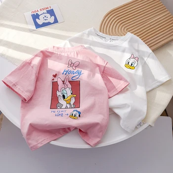 Vara Noi Fata de Copil Desene animate Duck tricouri Copii Drăguț O-gat Maneci Scurte Print Teuri Toddler Girls Fashion Haine de Bumbac Topuri