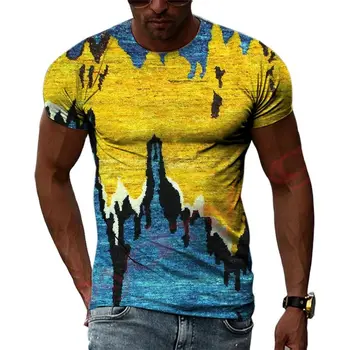 Vara Valul Amuzant Doodle Imagine Bărbați T-Shirt Casual 3D de Imprimare Tricouri Hip Hop Personalitate Scurte Gât Rotund Maneca Topuri