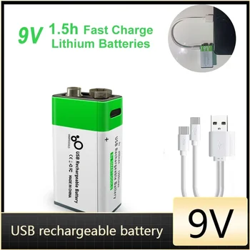 YTBNA-9V USB baterie reîncărcabilă, C de tip fast-încărcare baterie litiu-ion 650 mah, litiu-ion, KTV utilizare, microfon, jucărie,