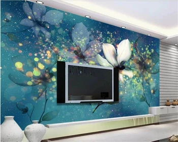 beibehang interior Mare decor de perete de hârtie frumos vis albastru strălucire transparent flori fundal papel de parede tapet