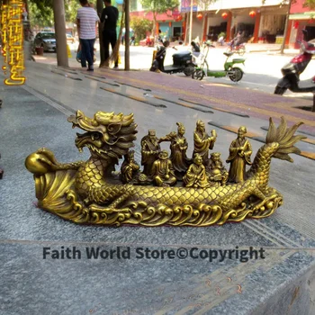 mare - biroul MAGAZIN de SUS eficace Bani de Desen NOROC Mascota # Asia Opt Nemuritori Barca Dragon FENG SHUI Alamă statuie